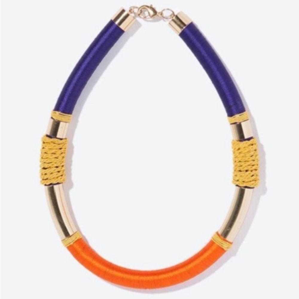 Zara statement rope necklace orange blue gold colors